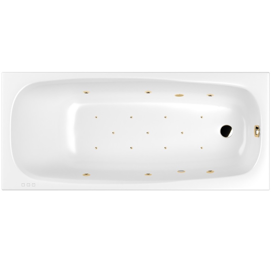 Ванна гидромассажная Whitecross Layla RELAX 0102.180080.100.RELAX.GL 180x80 см, (белый глянцевый, золотой), хромотерапия, гидромассаж